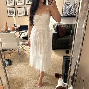 White corset ruffle polka dot dress. Never worn!